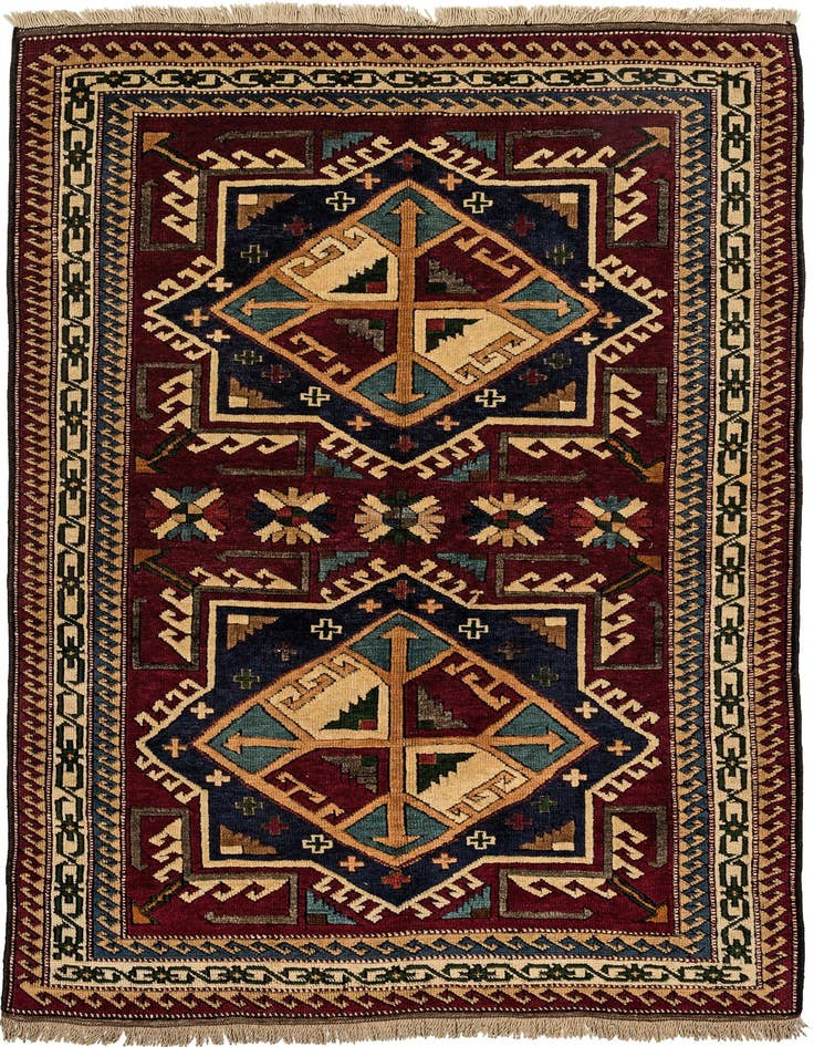 Detail image of 4' x 5' 7 Hand Knotted Kars Wool Rug