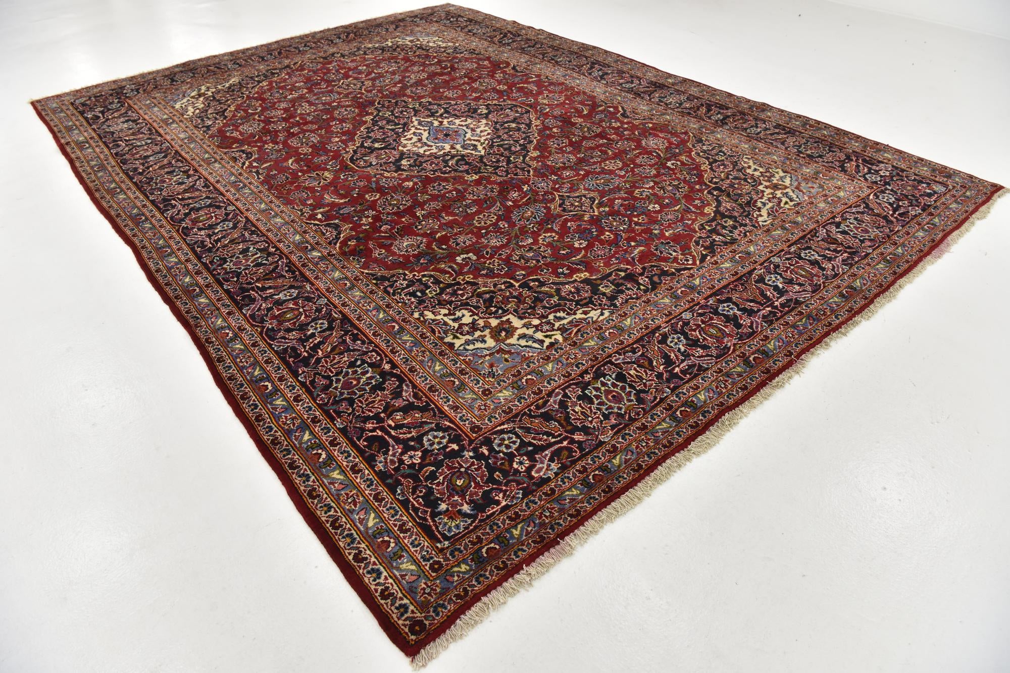 9' 9 x 13' 3 Hand Knotted Kashan Persian Wool Rug