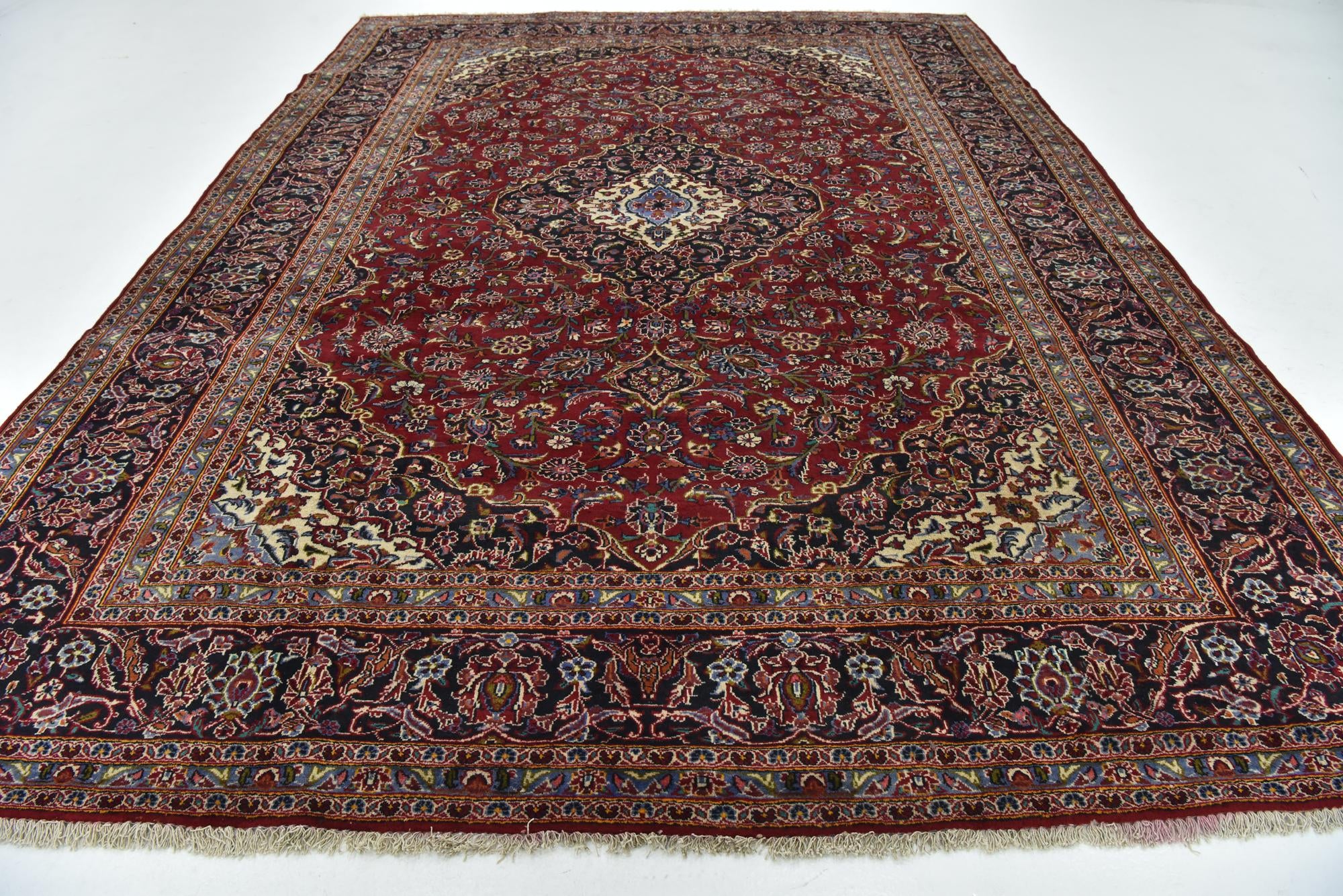 9' 9 x 13' 3 Hand Knotted Kashan Persian Wool Rug