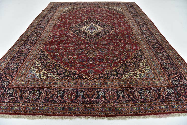 Detail image of 9' 9 x 13' 3 Hand Knotted Kashan Persian Wool Rug