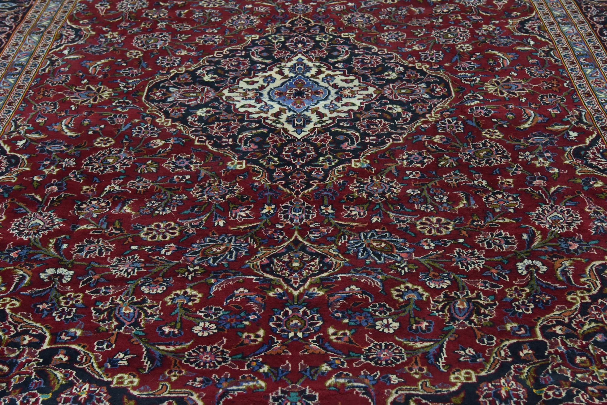 9' 9 x 13' 3 Hand Knotted Kashan Persian Wool Rug
