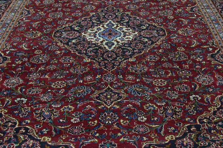 Detail image of 9' 9 x 13' 3 Hand Knotted Kashan Persian Wool Rug