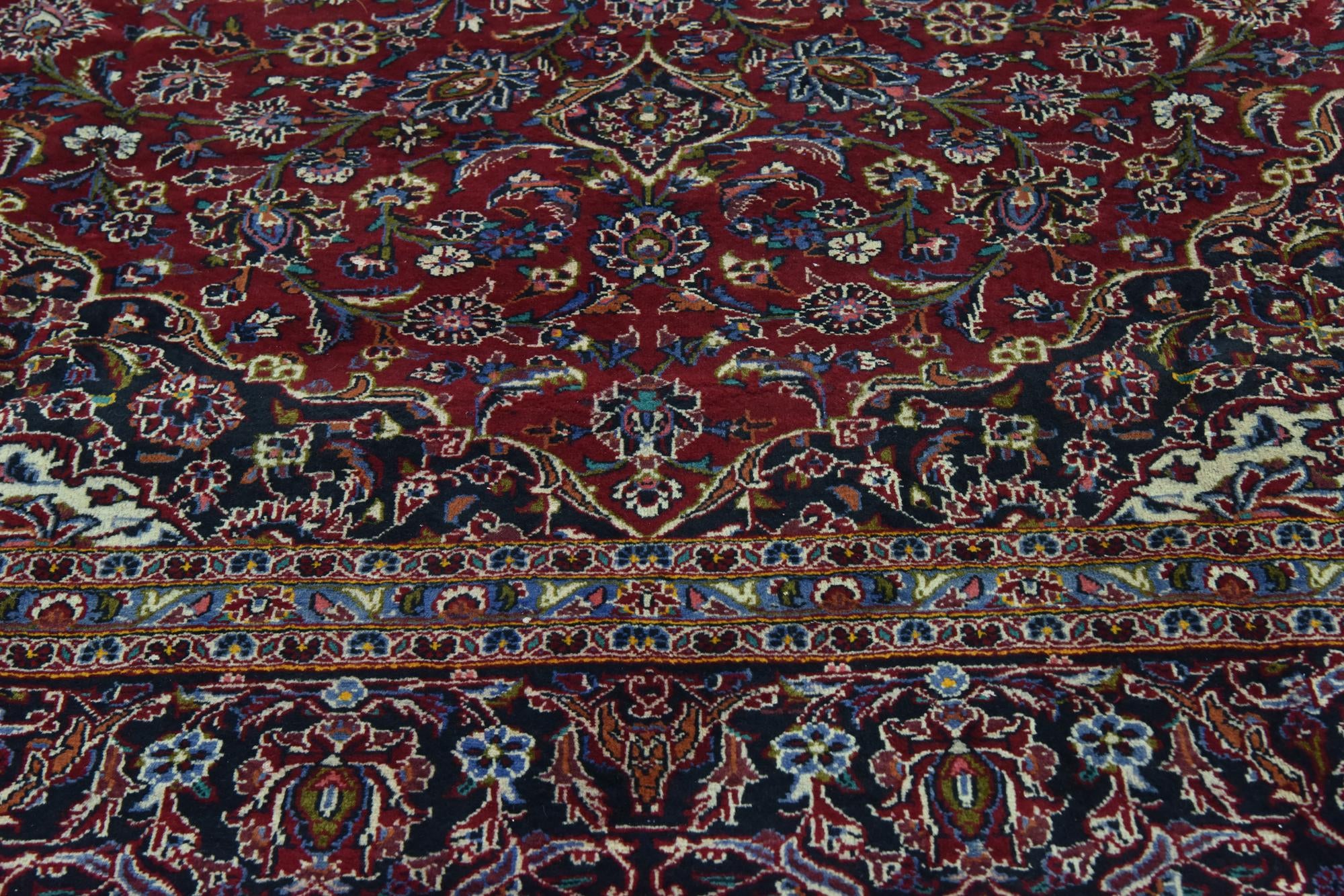 9' 9 x 13' 3 Hand Knotted Kashan Persian Wool Rug
