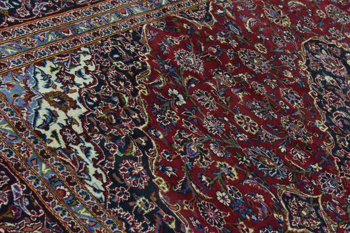 9' 9 x 13' 3 Hand Knotted Kashan Persian Wool Rug
