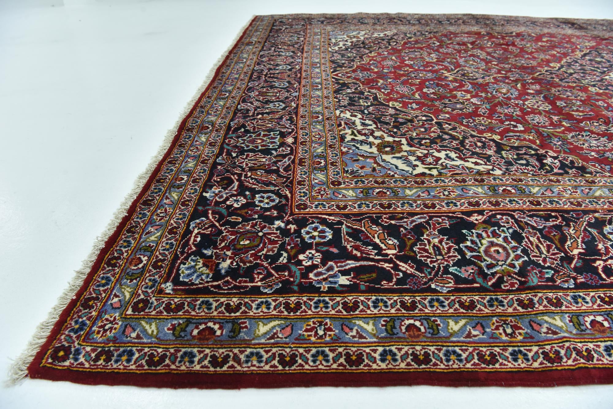 9' 9 x 13' 3 Hand Knotted Kashan Persian Wool Rug