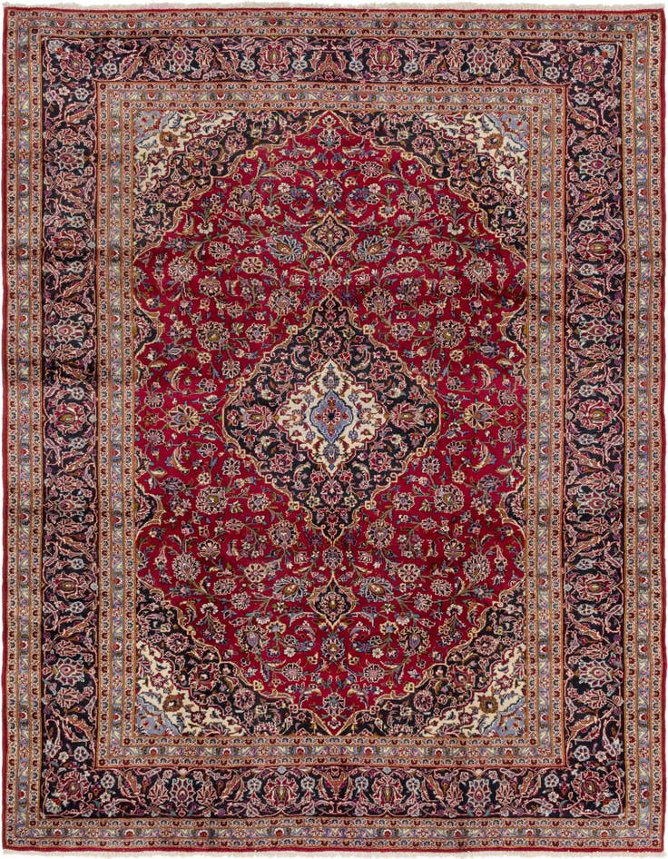 Detail image of 9' 9 x 13' 3 Hand Knotted Kashan Persian Wool Rug