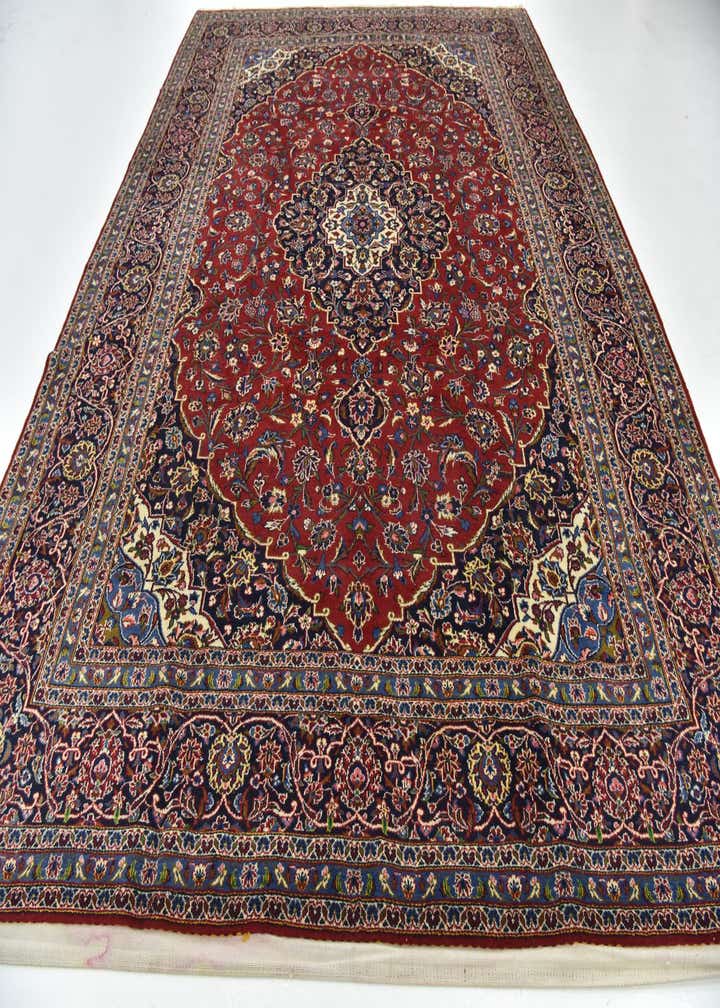 9' 9 x 13' 5 Hand Knotted Kashan Persian Wool Rug