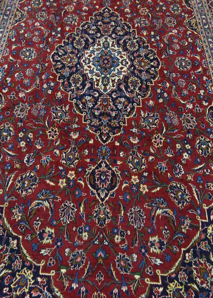 9' 9 x 13' 5 Hand Knotted Kashan Persian Wool Rug