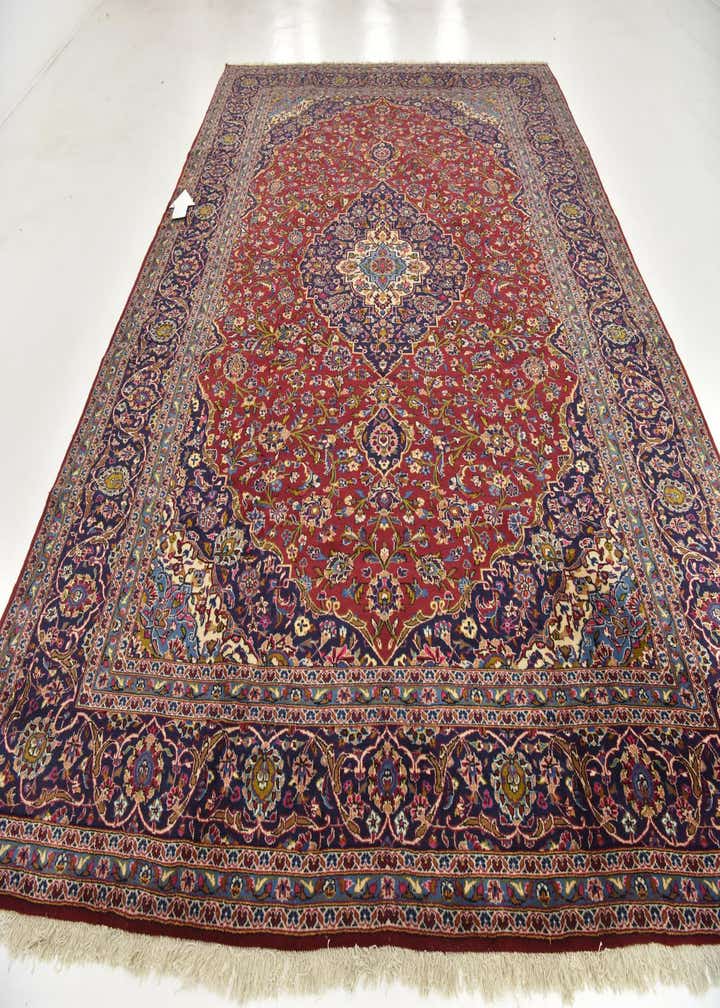 9' 9 x 13' 2 Hand Knotted Kashan Persian Wool Rug
