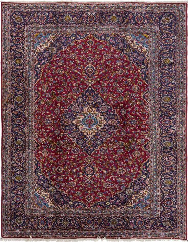 Detail image of 9' 9 x 13' 2 Hand Knotted Kashan Persian Wool Rug