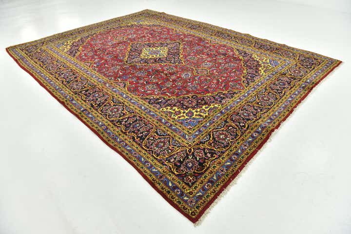 10' x 13' 3 Hand Knotted Kashan Persian Wool Rug