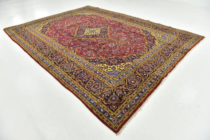 Detail image of 10' x 13' 3 Hand Knotted Kashan Persian Wool Rug