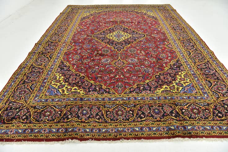 Detail image of 10' x 13' 3 Hand Knotted Kashan Persian Wool Rug