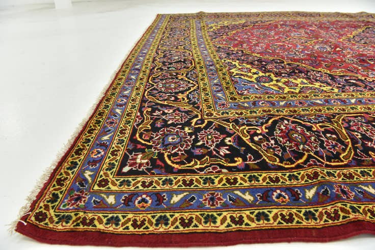 Detail image of 10' x 13' 3 Hand Knotted Kashan Persian Wool Rug