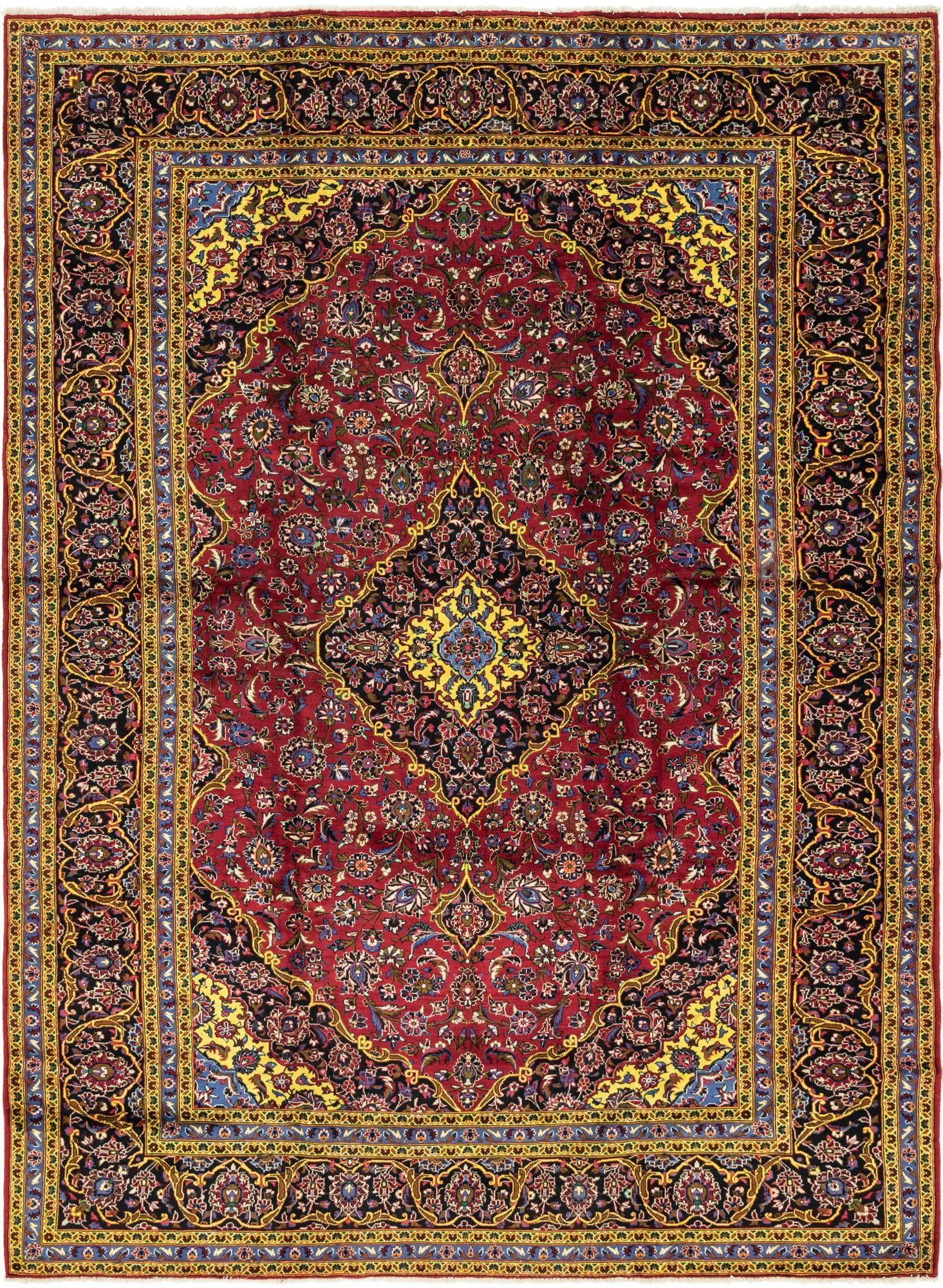 10' x 13' 3 Hand Knotted Kashan Persian Wool Rug