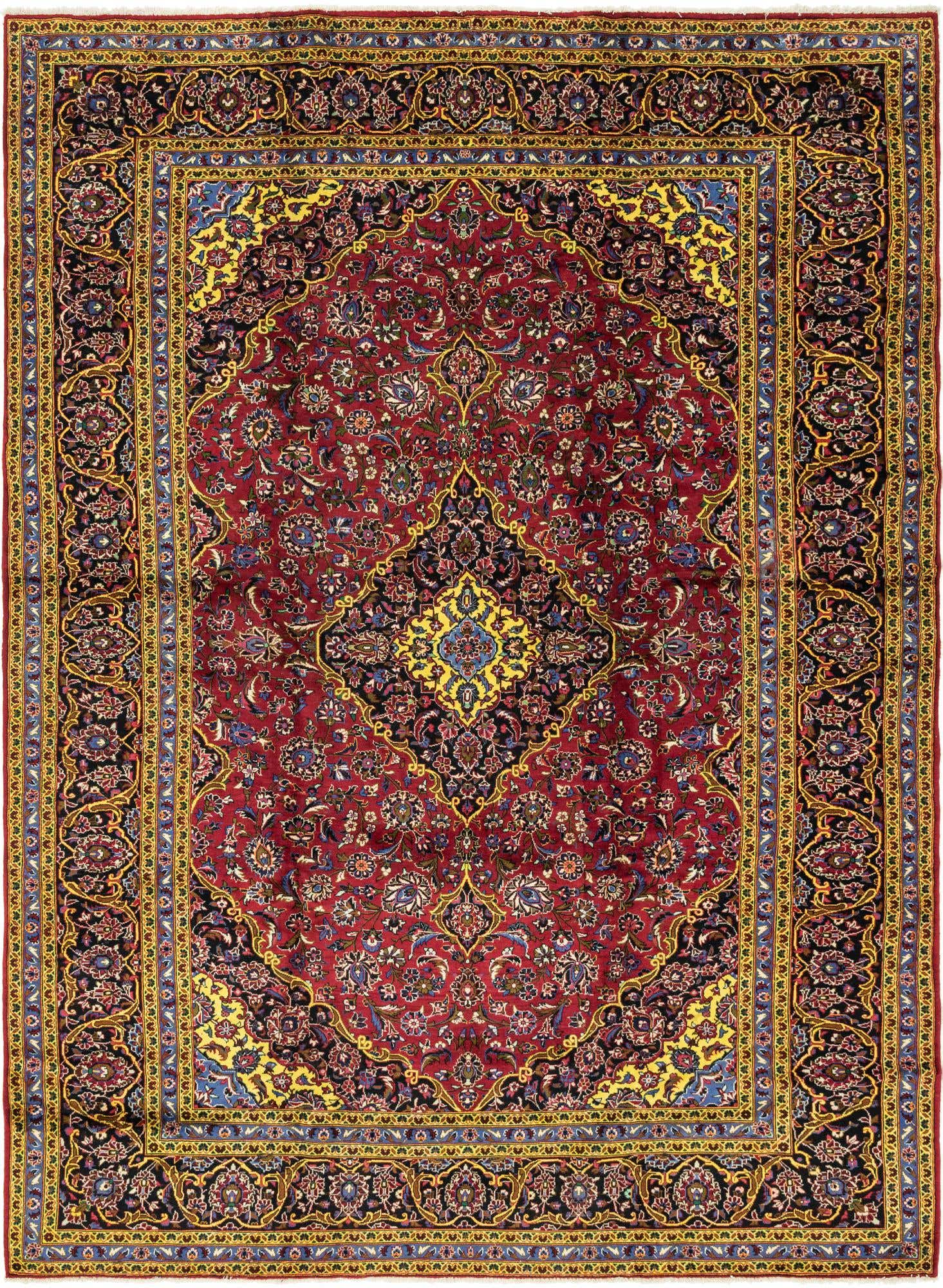10' x 13' 3 Hand Knotted Kashan Persian Wool Rug