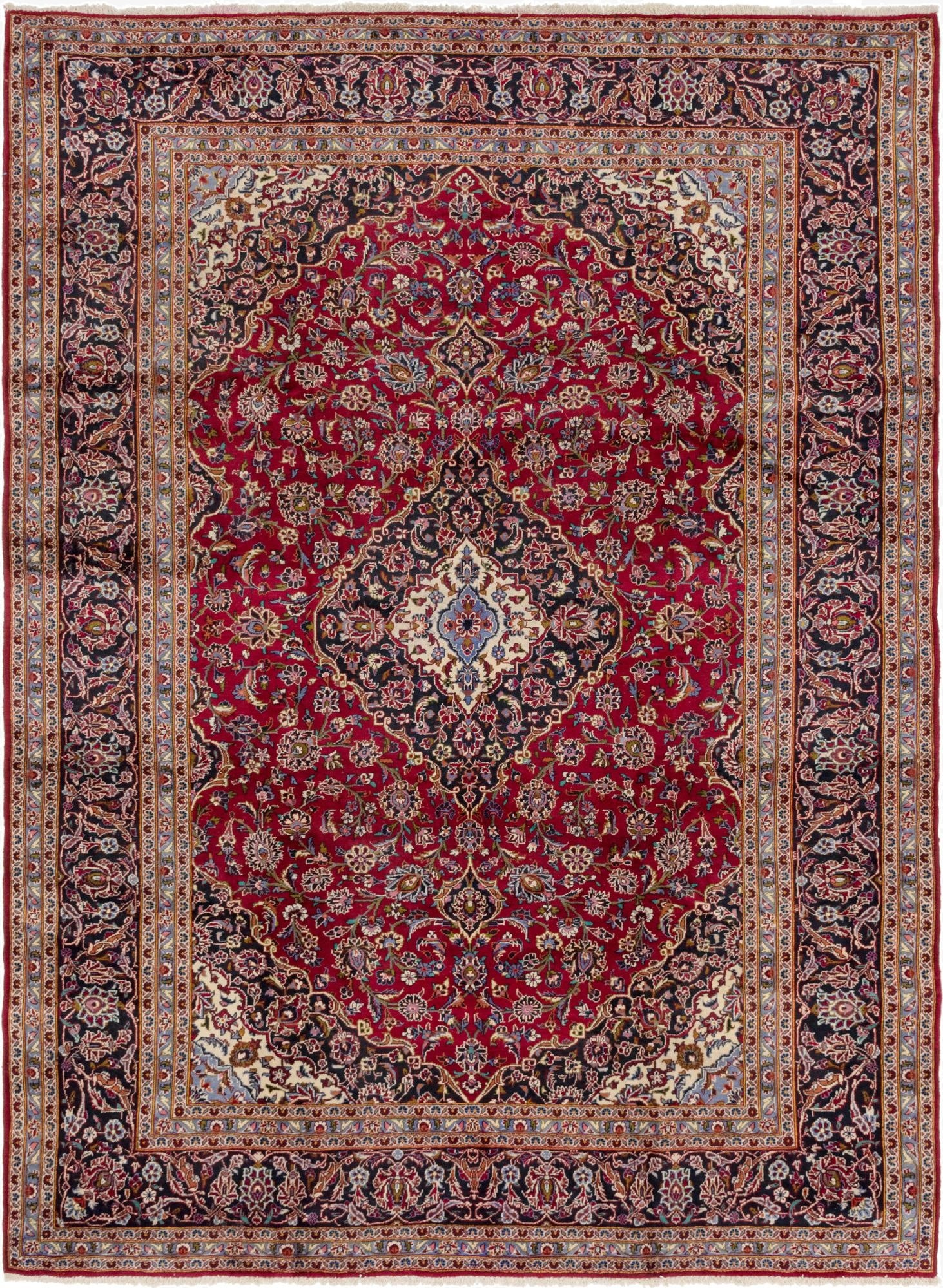 9' 9 x 13' 3  Hand Knotted Kashan Persian Wool Rug