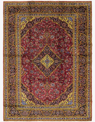 10' x 13' 3 Hand Knotted Kashan Persian Wool Rug