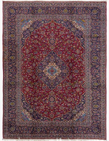 9' 9 x 13' 2 Hand Knotted Kashan Persian Wool Rug