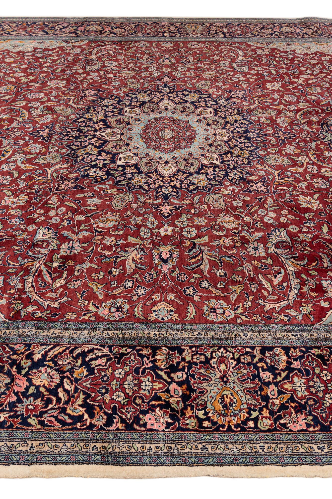 9' 2 x 12' 6 Hand Knotted Kashmir Oriental Wool Rug