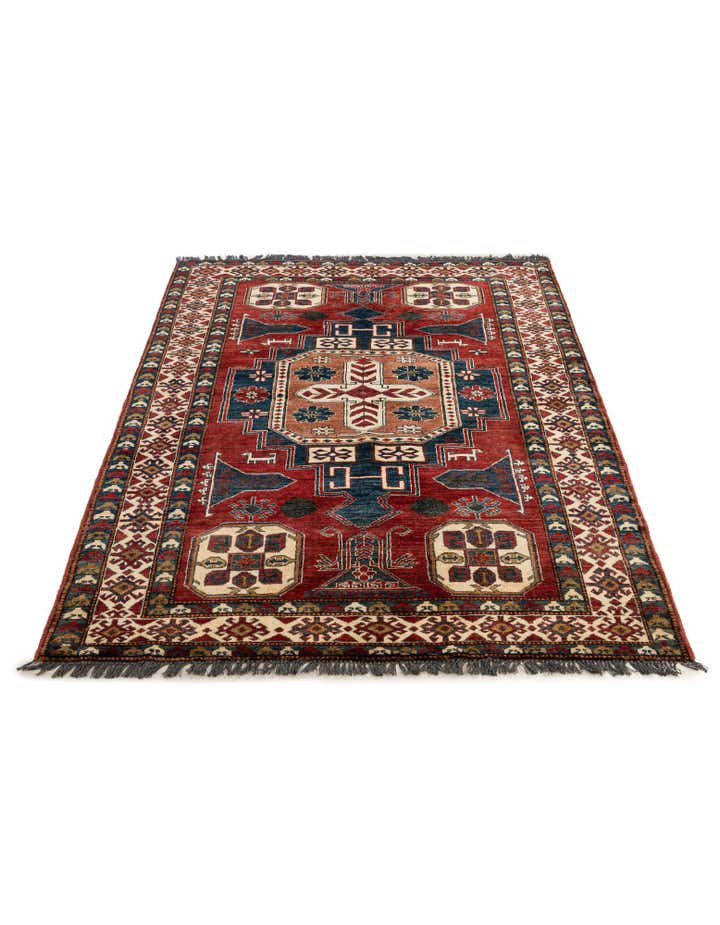 4' 11 x 6' 8 Hand Knotted Kazak Wool Rug