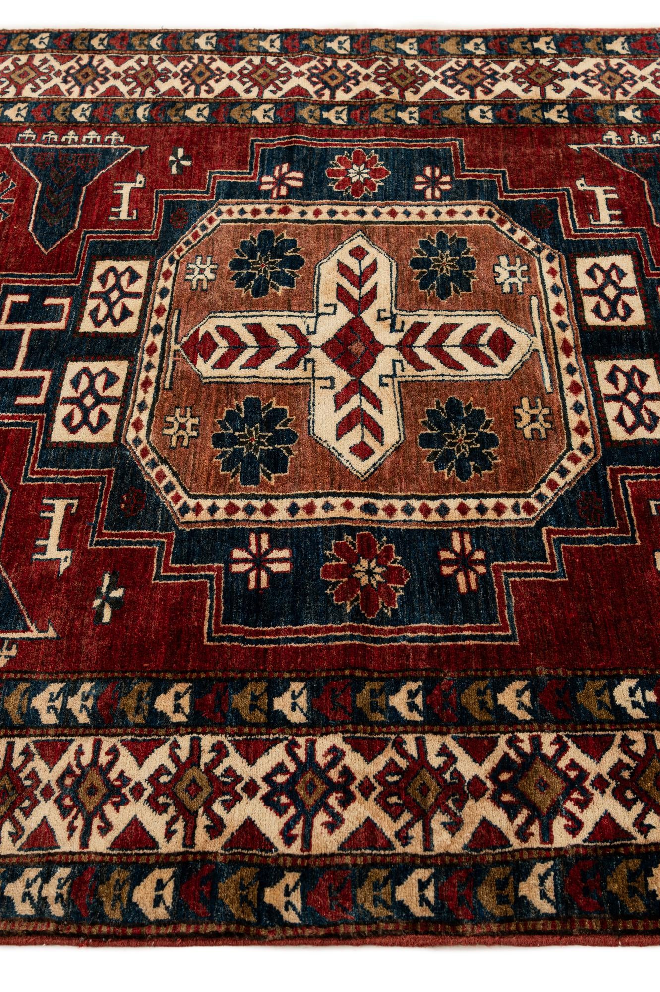 4' 11 x 6' 8 Hand Knotted Kazak Wool Rug