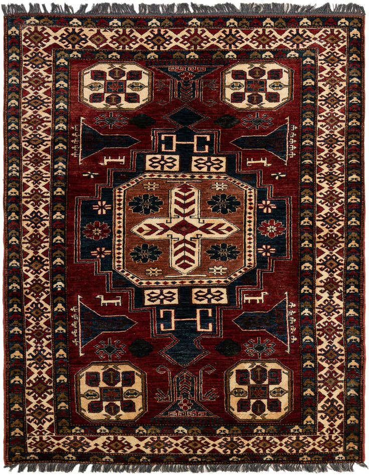 Detail image of 4' 11 x 6' 8 Hand Knotted Kazak Wool Rug