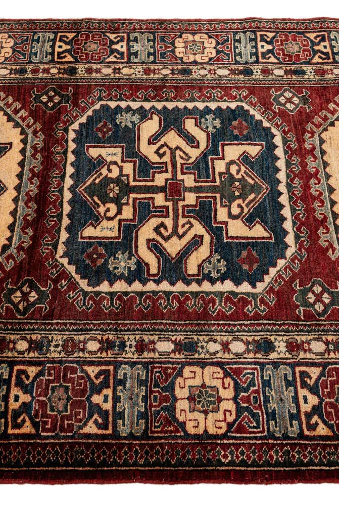 4' 1 x 6' 9 Hand Knotted Kazak Wool Rug