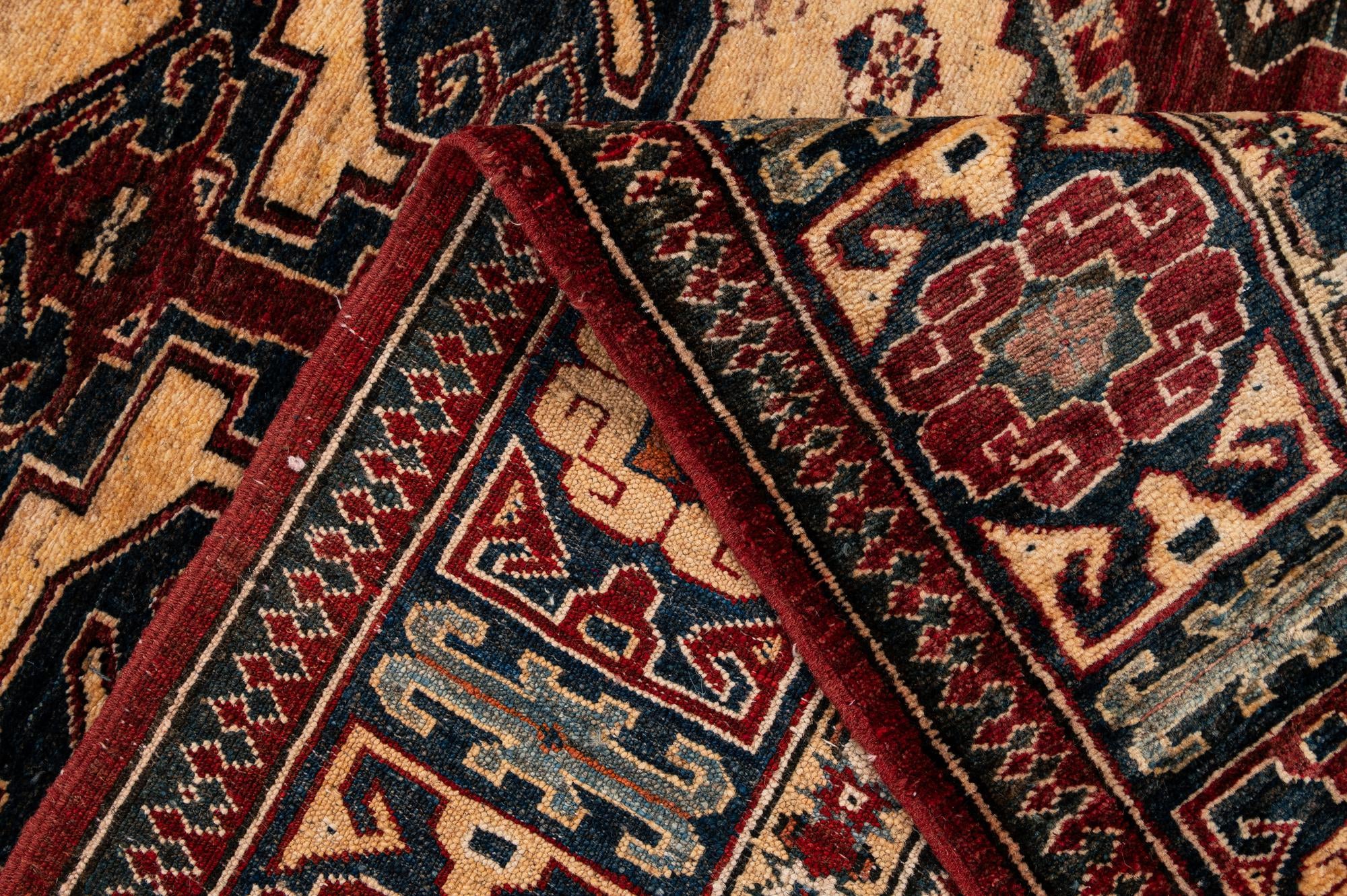 4' 1 x 6' 9 Hand Knotted Kazak Wool Rug