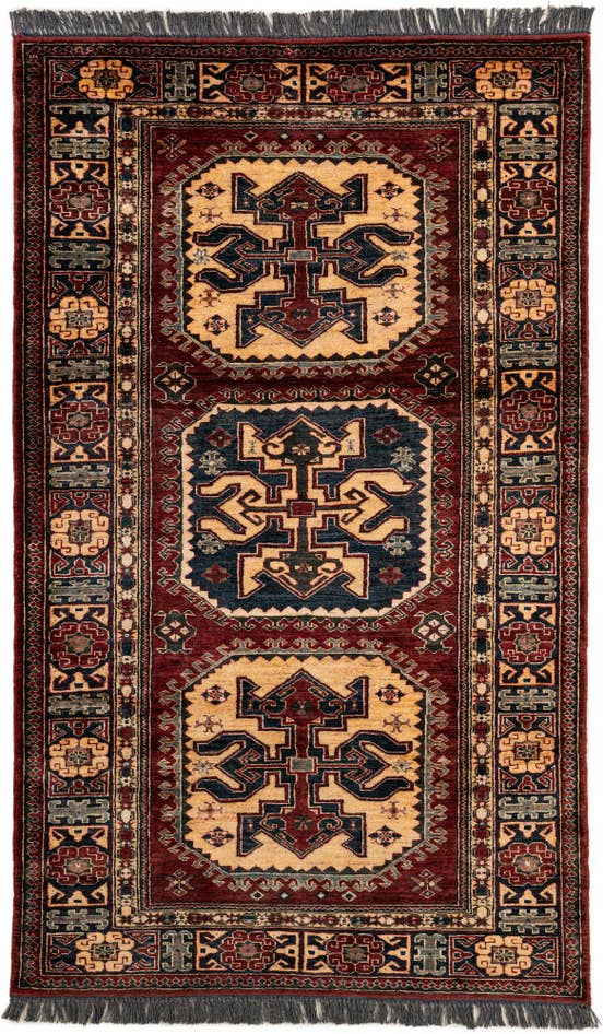 Detail image of 4' 1 x 6' 9 Hand Knotted Kazak Wool Rug