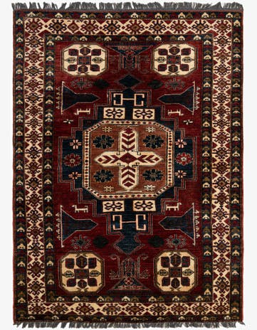 4' 11 x 6' 8 Hand Knotted Kazak Wool Rug