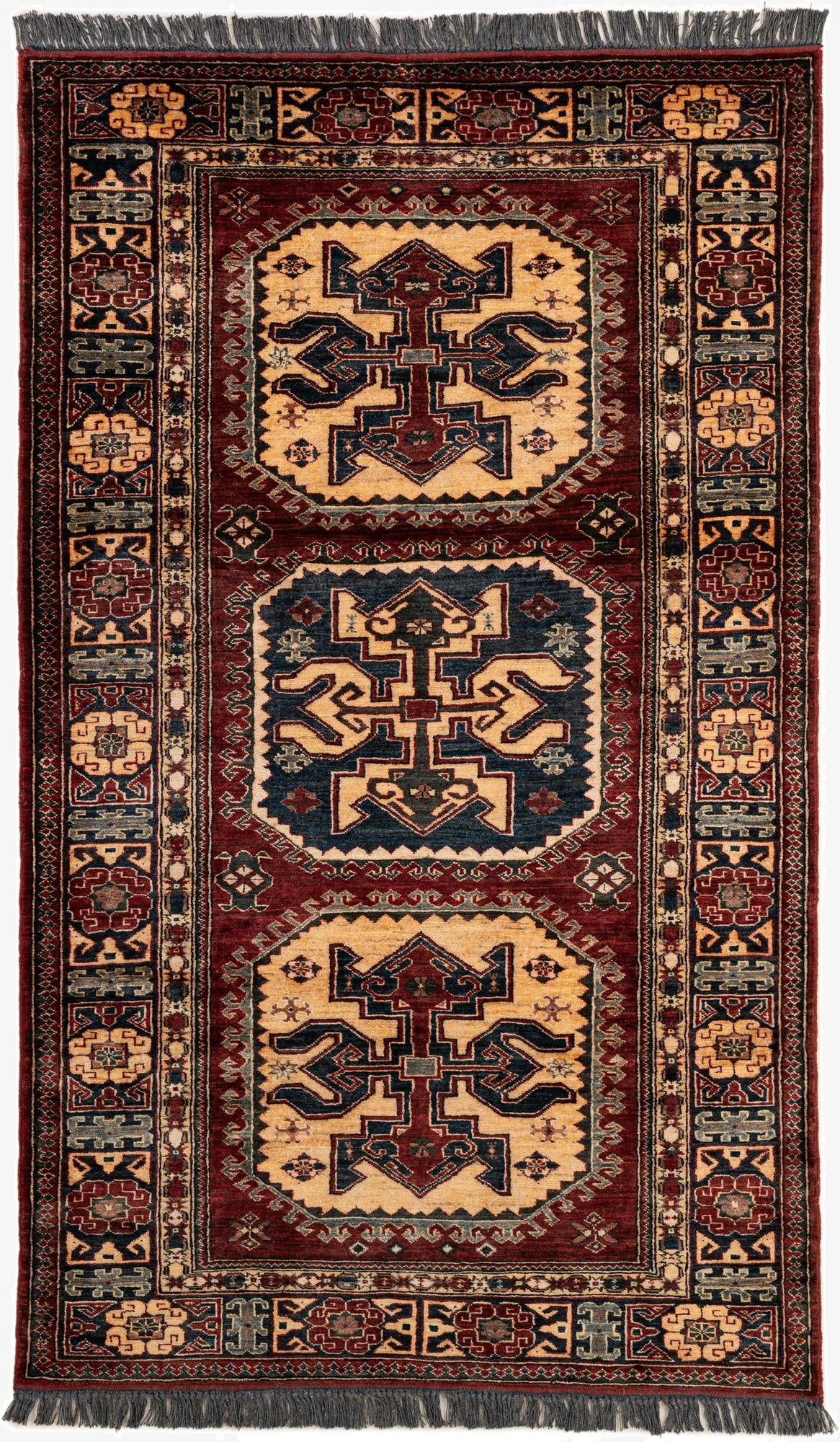 4' 1 x 6' 9  Hand Knotted Kazak Wool Rug