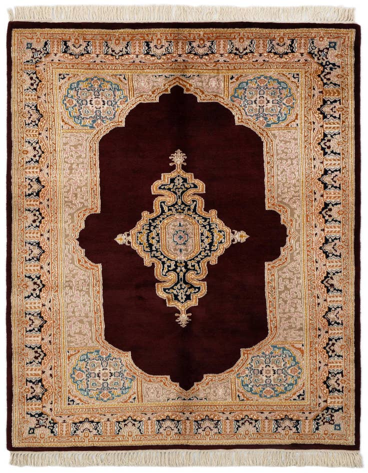 Detail image of 4' 7 x 6' 6 Hand Knotted Kerman Wool Rug