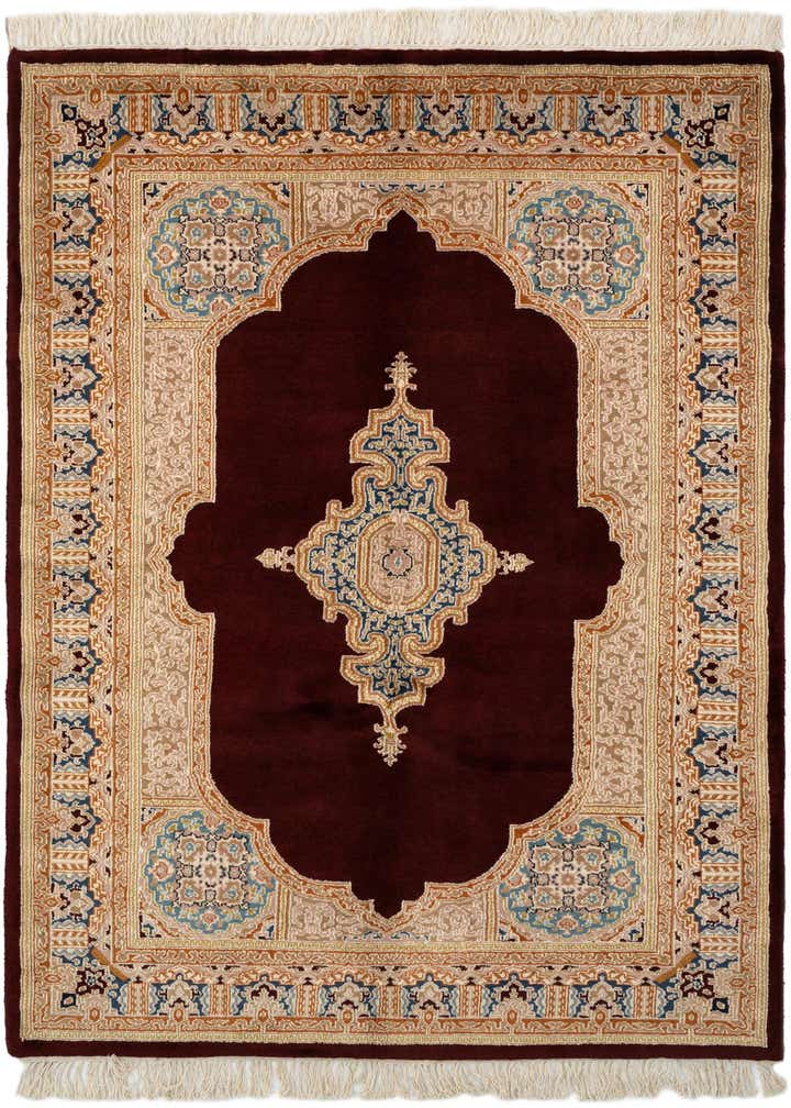 4' 6 x 6' 6 Hand Knotted Kerman Wool Rug