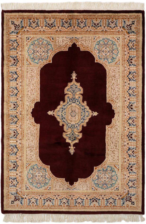 Detail image of 4' 6 x 6' 6 Hand Knotted Kerman Wool Rug