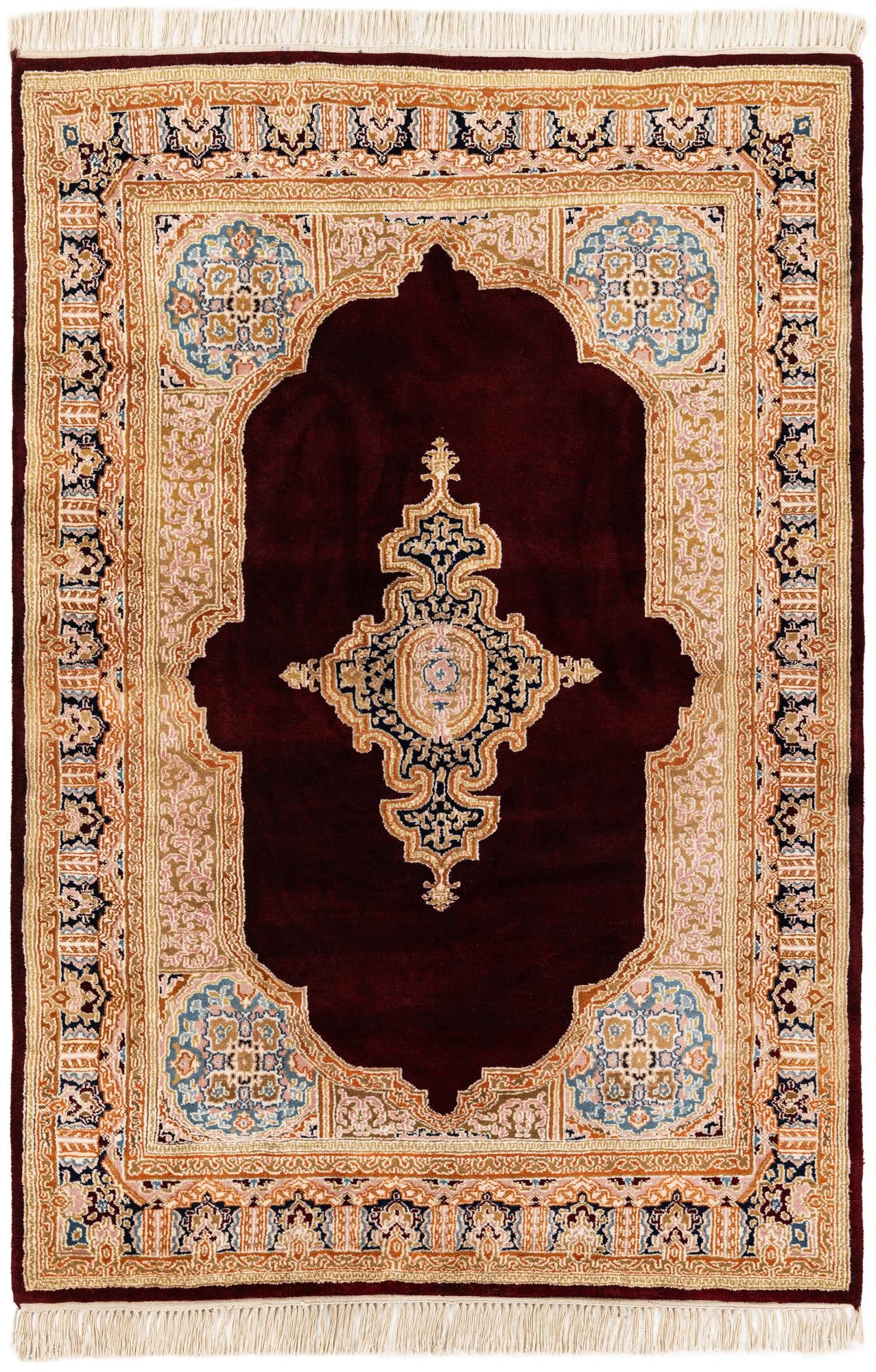 4' 5 x 6' 8 Hand Knotted Kerman Wool Rug