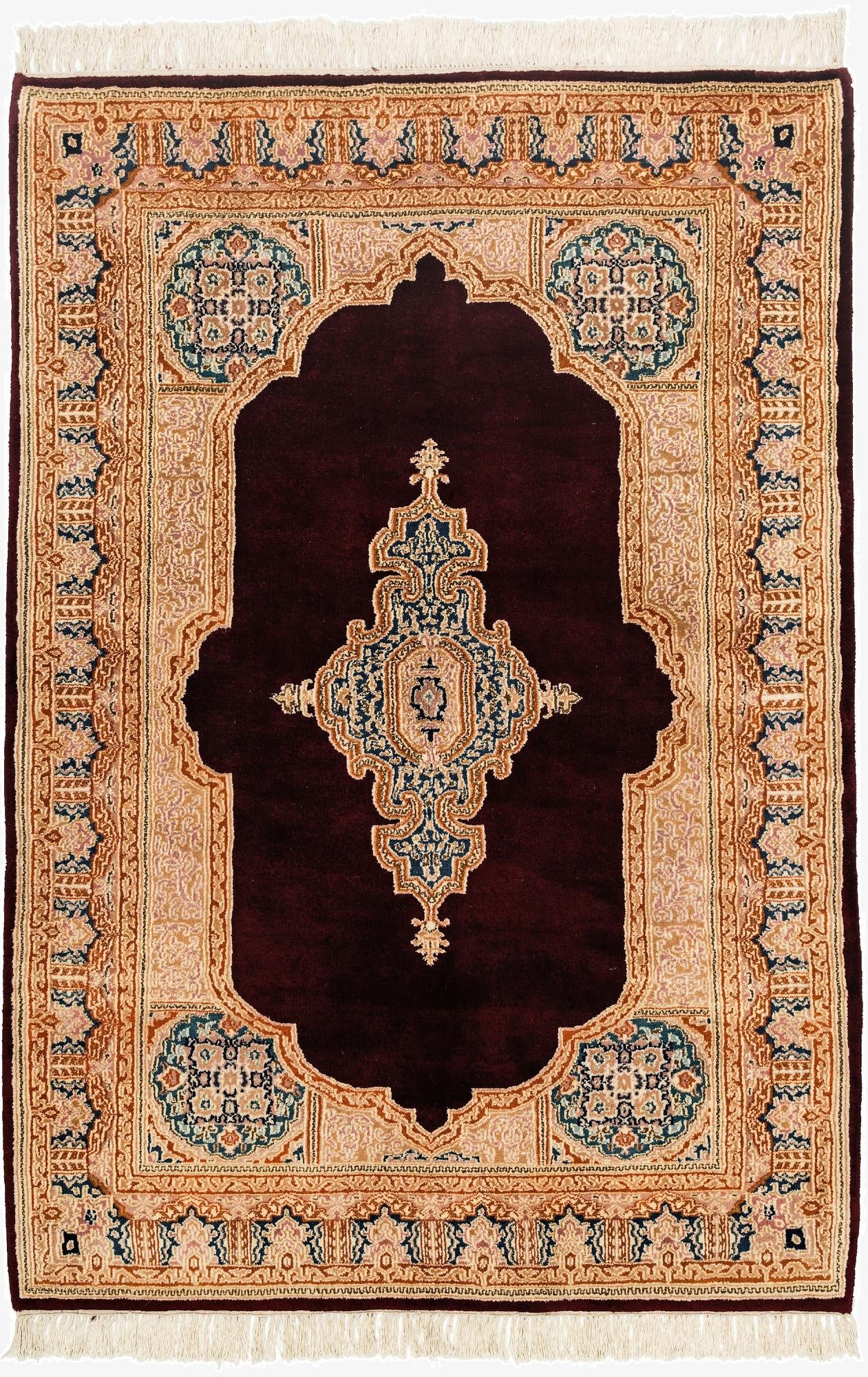 4' 6 x 6' 7  Hand Knotted Kerman Wool Rug