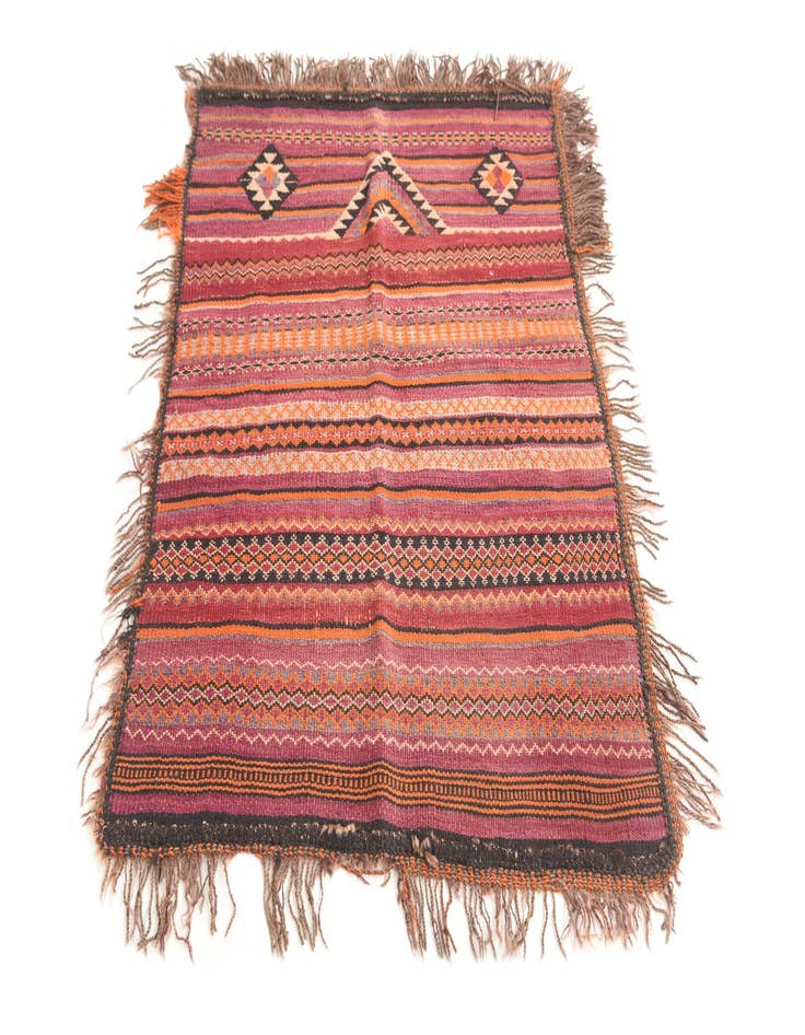 Detail image of 2' 10 x 4'  Hand Woven Kilim Afghan Wool Rug