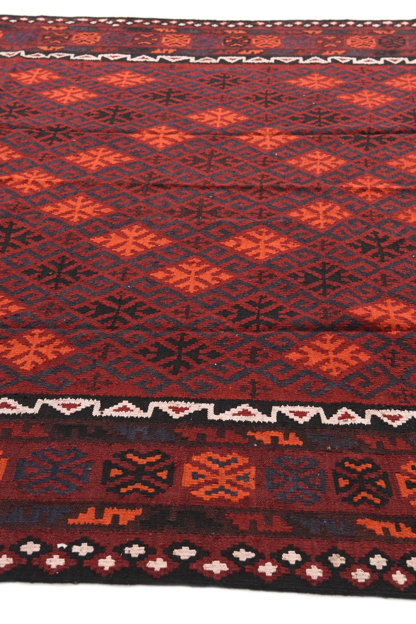 7' 4 x 9' 9 Hand Woven Kilim Afghan Wool Rug