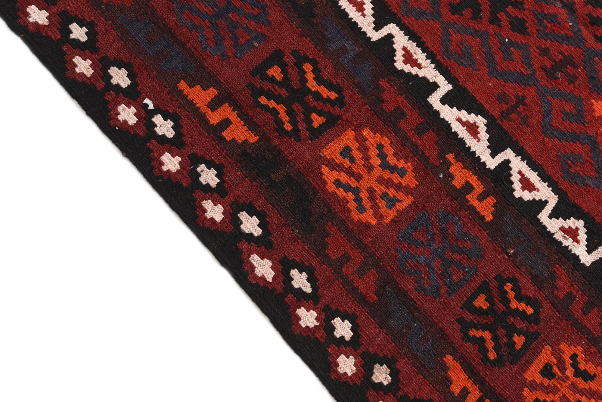 7' 4 x 9' 9 Hand Woven Kilim Afghan Wool Rug
