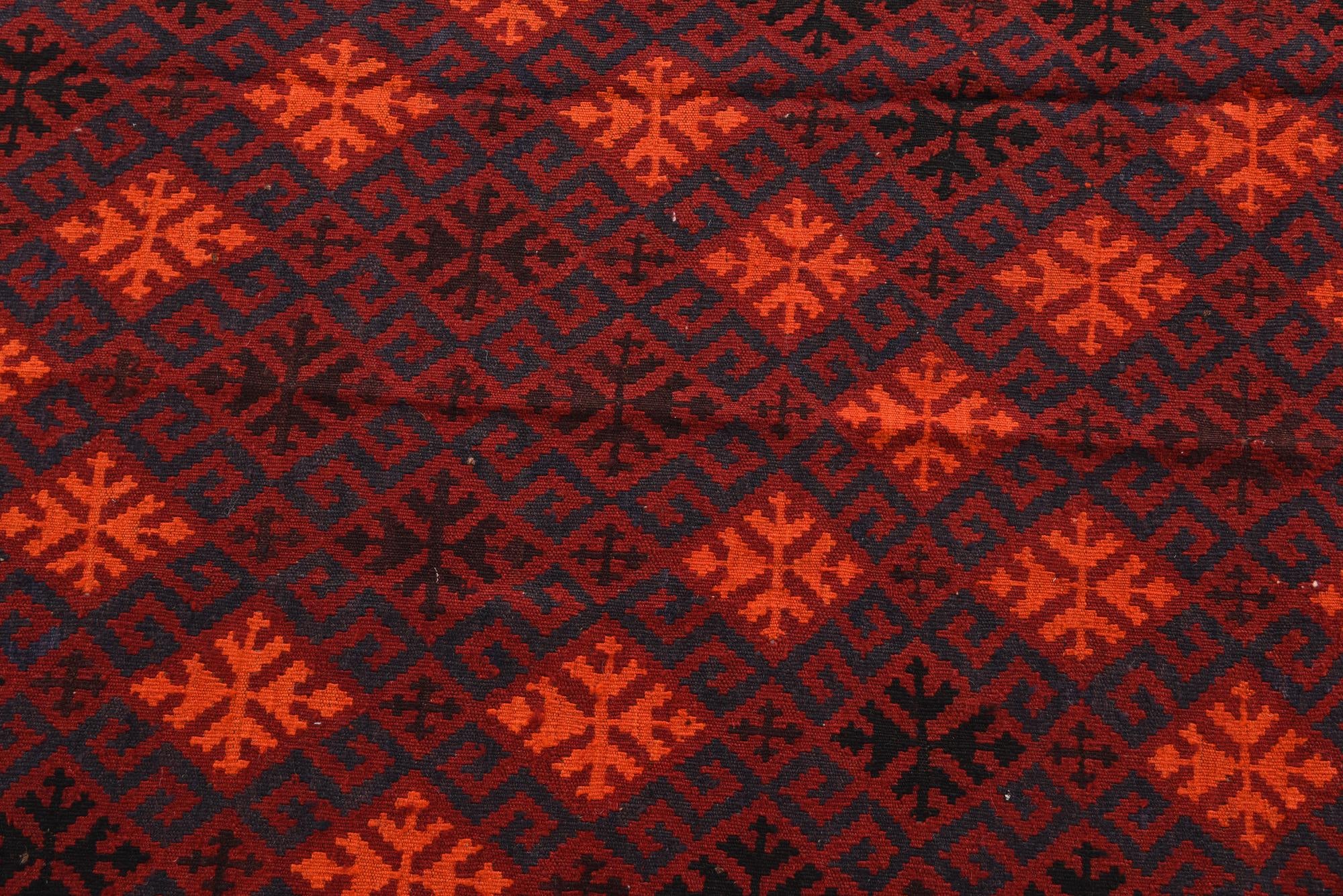 7' 4 x 9' 9 Hand Woven Kilim Afghan Wool Rug