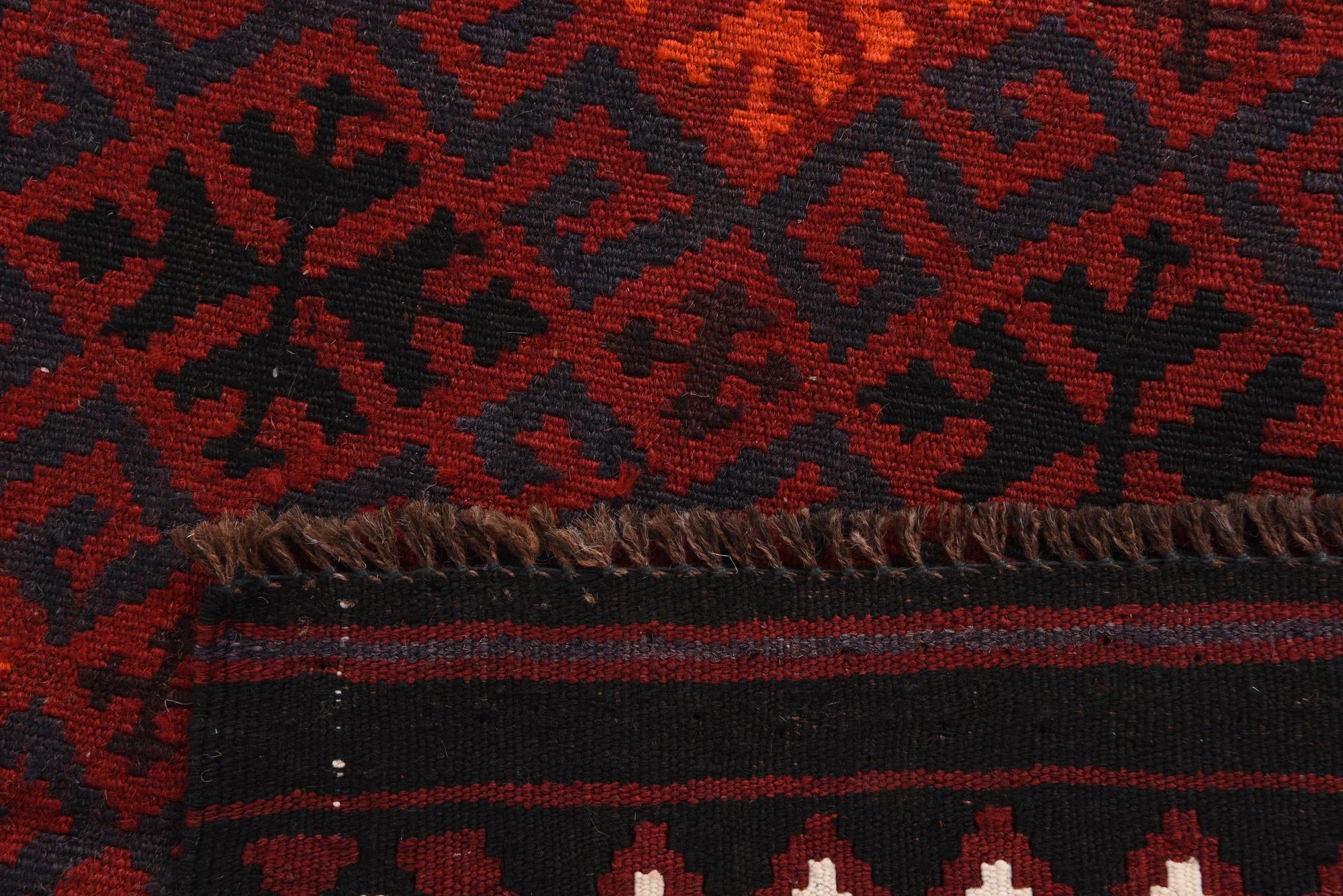 7' 4 x 9' 9 Hand Woven Kilim Afghan Wool Rug
