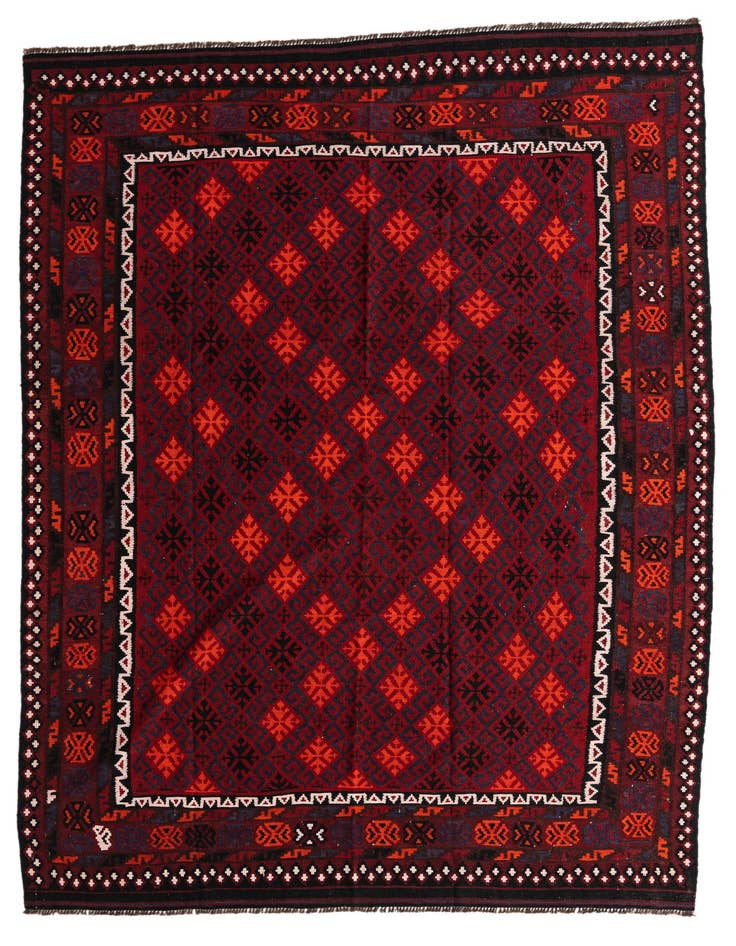 Detail image of 7' 4 x 9' 9 Hand Woven Kilim Afghan Wool Rug