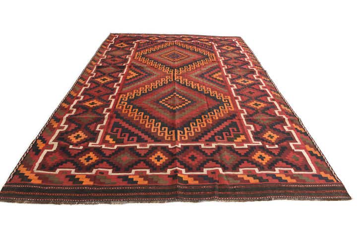 7' x 10' 4 Hand Woven Kilim Afghan Wool Rug