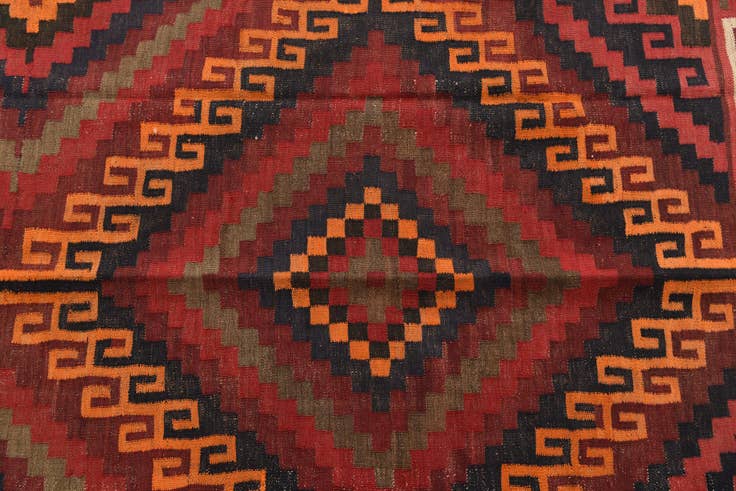 Detail image of 7' x 10' 4 Hand Woven Kilim Afghan Wool Rug