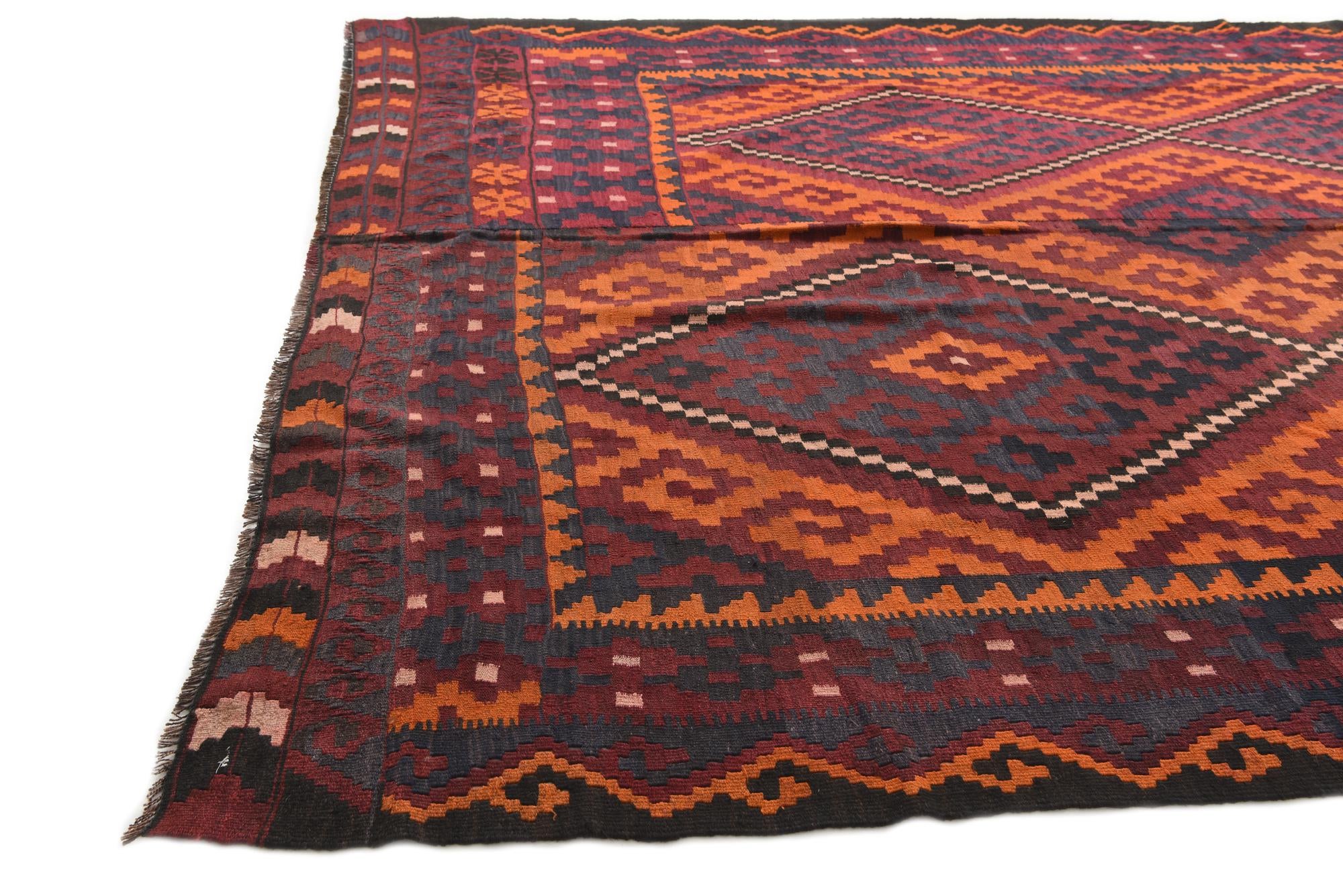 8' 10 x 15' 10 Hand Woven Kilim Afghan Wool Rug