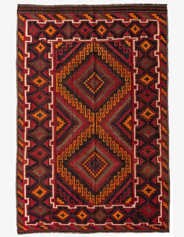 7' x 10' 4 Hand Woven Kilim Afghan Wool Rug