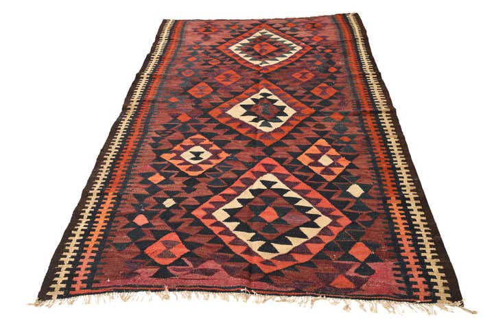 4' 9 x 7' 9 Hand Woven Kilim Fars Wool Rug