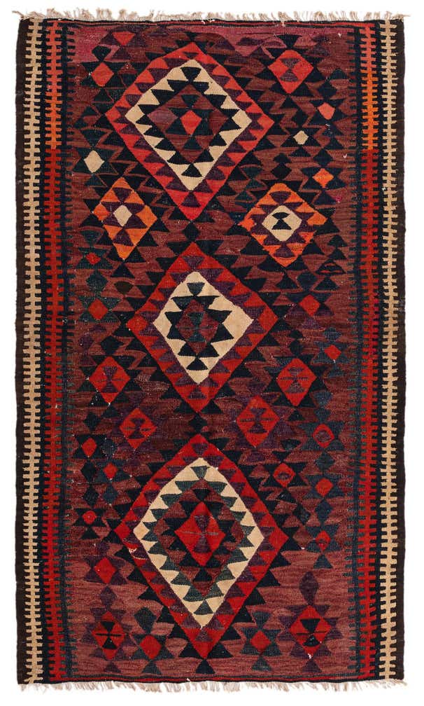 4' 9 x 7' 9 Hand Woven Kilim Fars Wool Rug