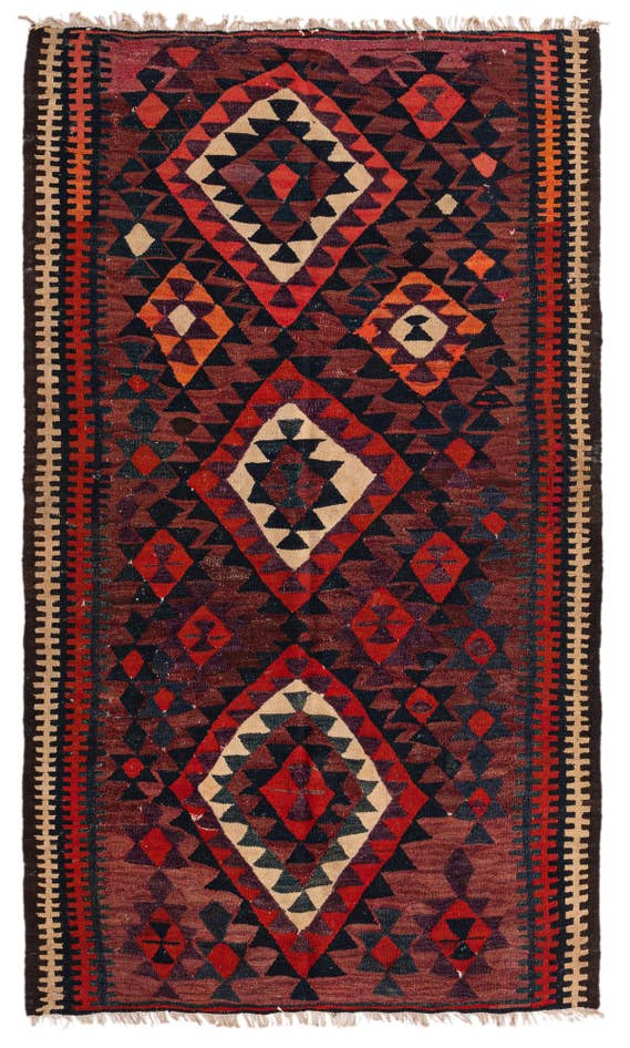 Detail image of 4' 9 x 7' 9 Hand Woven Kilim Fars Wool Rug